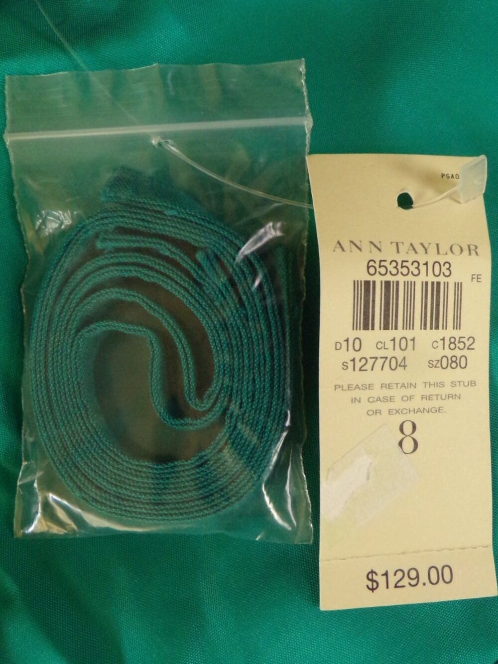 ANN TAYLOR size 8 teal-green OTS fit/flare party/cocktail dress cotton/silk - Picture 10 of 15